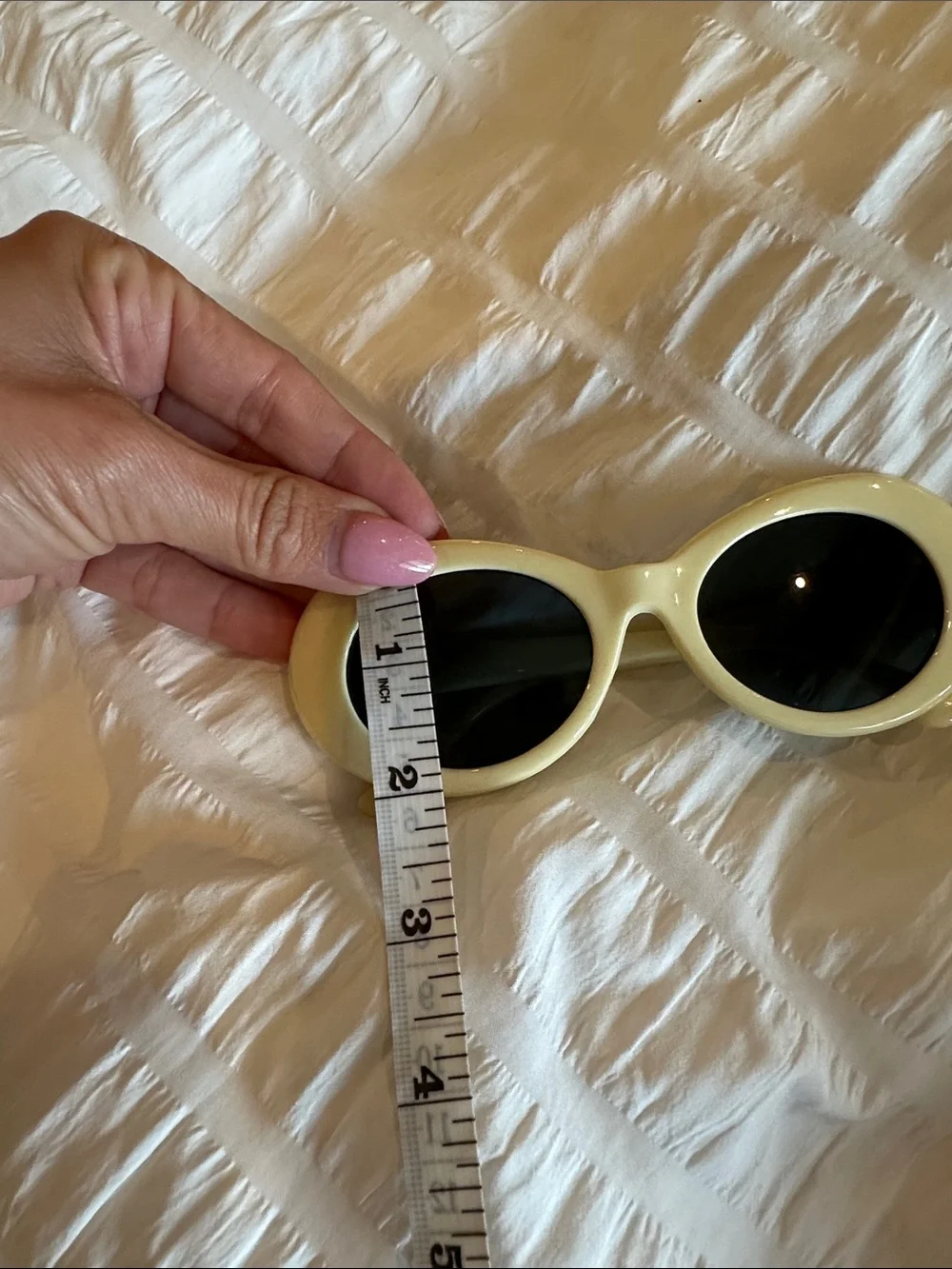 Butter Yellow Oval Retro Sunglasses Frames with Black Lenses